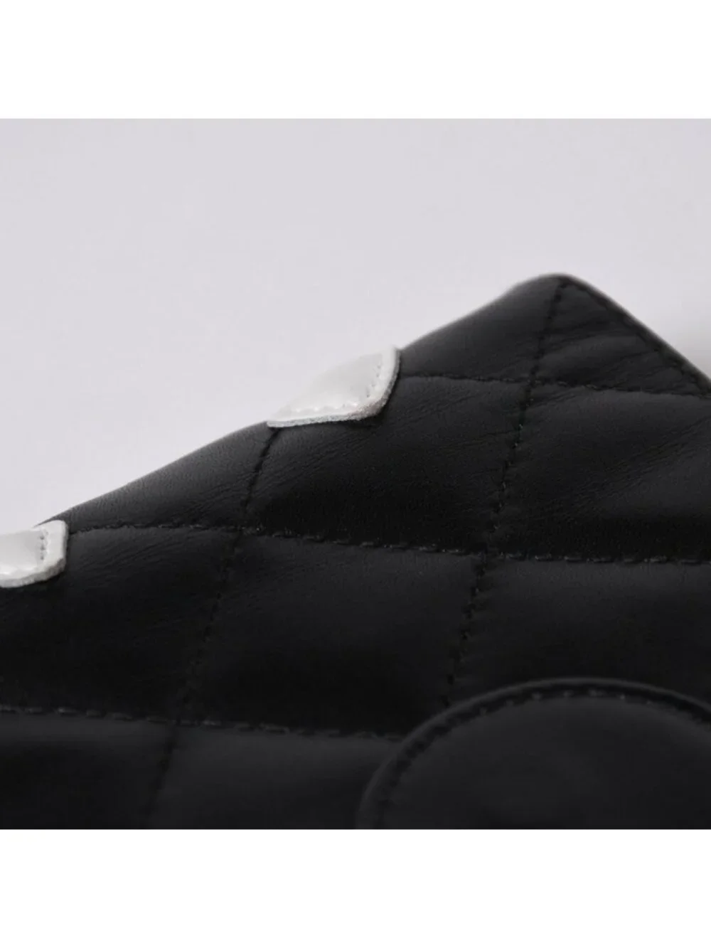 Chanel Cambon Line Bifold Wallet CC Logo Calfskin Kiss Lock Black Silver